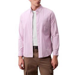 Calvin Klein Camisa Con Botones Oxford Clásica A Rayas Rosa Orchid Haze Hombre