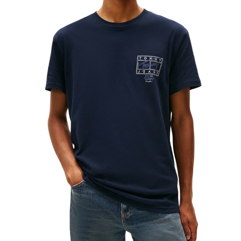 Tommy Hilfiger Camiseta Reg Sign Azul Dark Night Navy Hombre