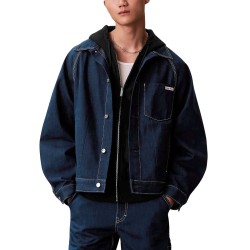 Calvin Klein Chaqueta Denim De Trabajo Con Pinzas Azul Shuriken Rinse Hombre