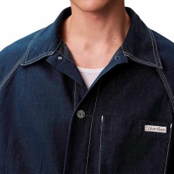 Calvin Klein Chaqueta Denim De Trabajo Con Pinzas Azul Shuriken Rinse Hombre