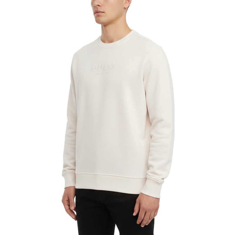 Guess Sudadera Scuba Luxe Sweatshirt Blanco Crema Hombre
