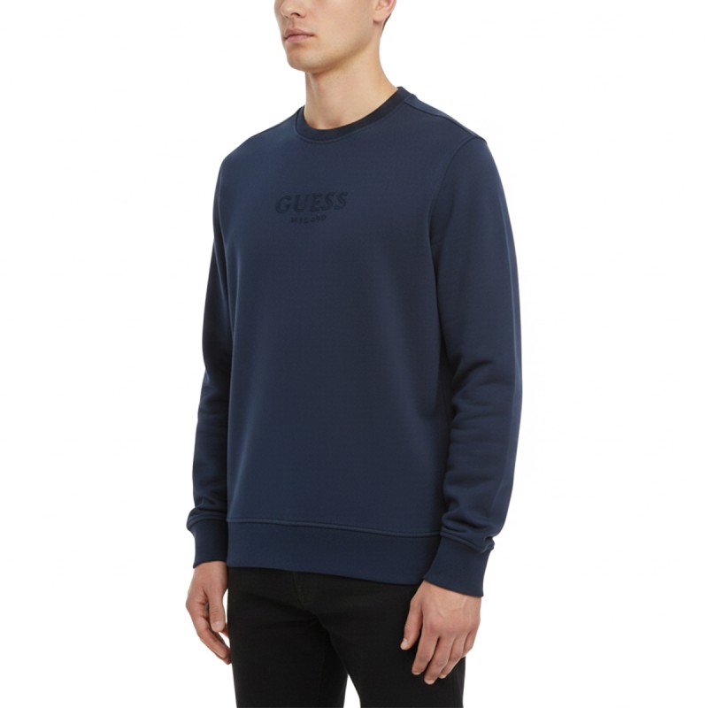 Guess Sudadera Scuba Luxe Sweatshirt Azul Oscuro Hombre