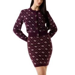 Guess Chaqueta Sarah 4G LS CN Cardi SWTR Burdeos Bordeaux Mujer