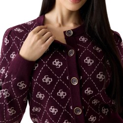 Guess Chaqueta Sarah 4G LS CN Cardi SWTR Burdeos Bordeaux Mujer