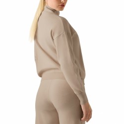 Guess Chaqueta Ursula High Neck Sweatshirt Beige Mujer