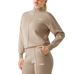 Guess Chaqueta Ursula High Neck Sweatshirt Beige Mujer