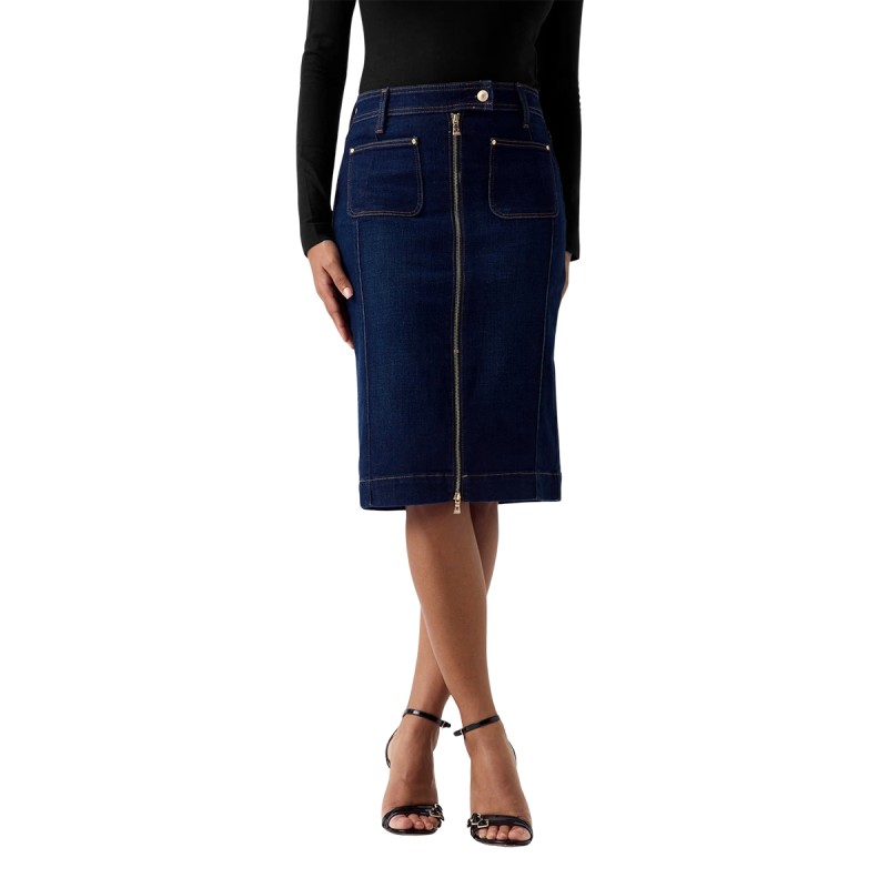 Guess Falda Vaquera Rosita Longuette Azul Oscuro Mujer
