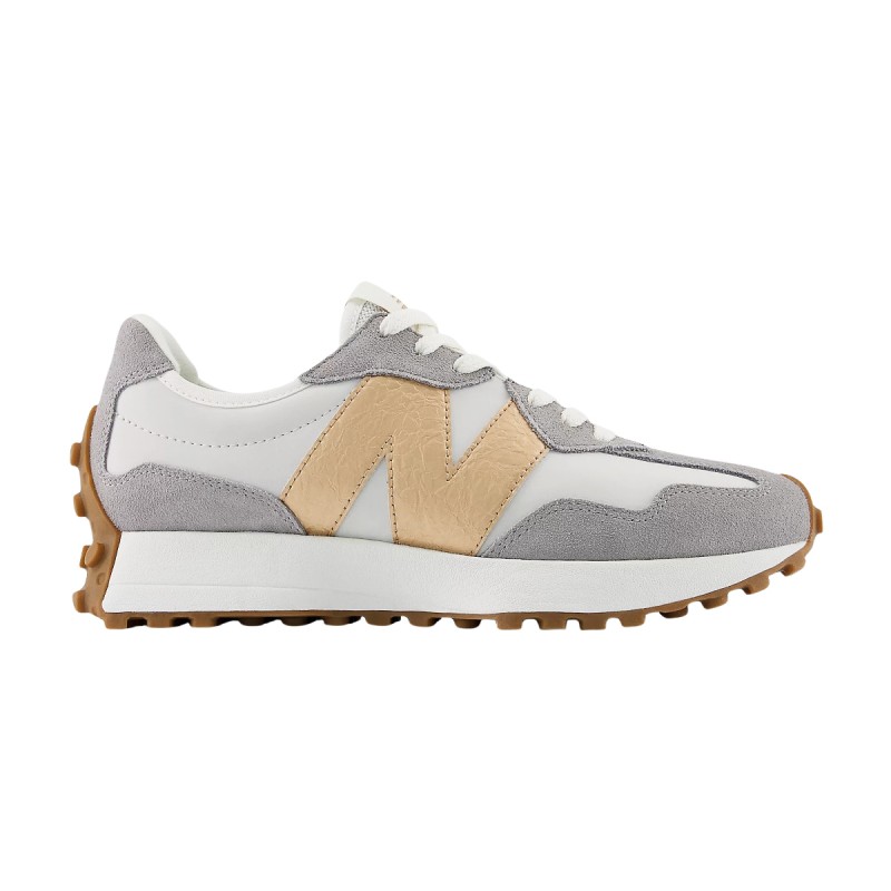 New Balance Zapatilla 327 Blanco Gris Dorado Mujer