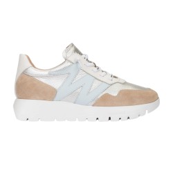 Wonders Zapatilla Casual A-24101 Beige Plata Mujer