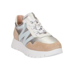 Wonders Zapatilla Casual A-24101 Beige Plata Mujer