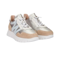 Wonders Zapatilla Casual A-24101 Beige Plata Mujer