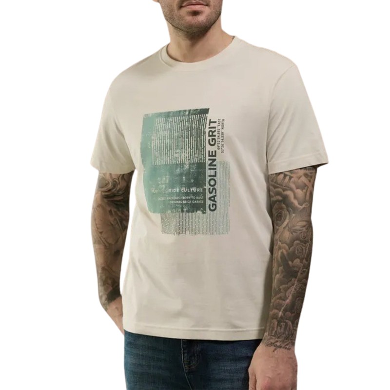 Street One Camiseta Estampado Frontal Beige White Sand Hombre