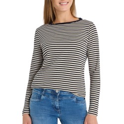 Cecil Camiseta Rayas Melange Azul Marino Beige Mujer