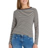 Cecil Camiseta Rayas Melange Azul Marino Beige Mujer