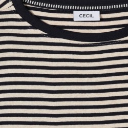 Cecil Camiseta Rayas Melange Azul Marino Beige Mujer