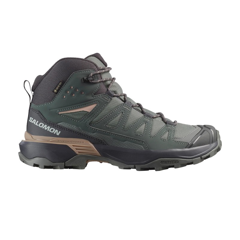 Salomon Bota Trekking X Ultra 360 Mid GTX W Gris Verde Urban Chic Mujer