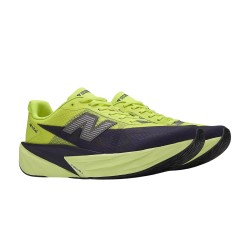 New Balance Zapatilla Running Fuelcell Rebel V5 Negro Amarillo Fluor Alkaline Green Dark Silver Metallic Hombre