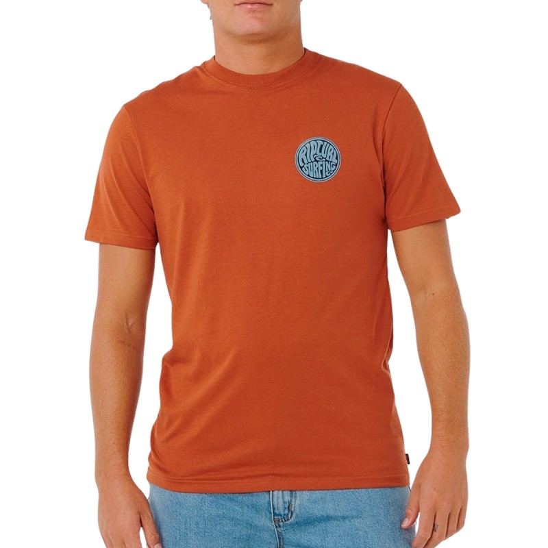 Rip Curl Camiseta Streamline Palmy Tee Naranja Arcilla Oscuro Backed Clay Hombre