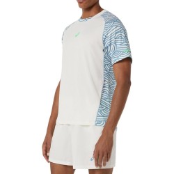Asics Camiseta Padel Court All Over Print Blanco Roto Azul Cream Saba Blue Hombre