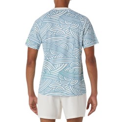 Asics Camiseta Padel Court All Over Print Blanco Roto Azul Cream Saba Blue Hombre