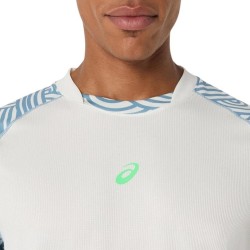 Asics Camiseta Padel Court All Over Print Blanco Roto Azul Cream Saba Blue Hombre