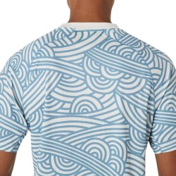 Asics Camiseta Padel Court All Over Print Blanco Roto Azul Cream Saba Blue Hombre