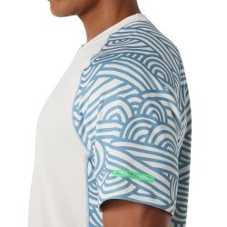 Asics Camiseta Padel Court All Over Print Blanco Roto Azul Cream Saba Blue Hombre