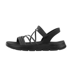 Skechers Sandalia Go Walk Flex Sandal Emma Negro Gris Black Gray Mujer