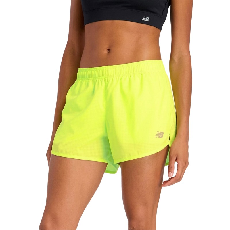 New Balance Pantalón Corto Running Sport Essential Verde Fluor Mujer