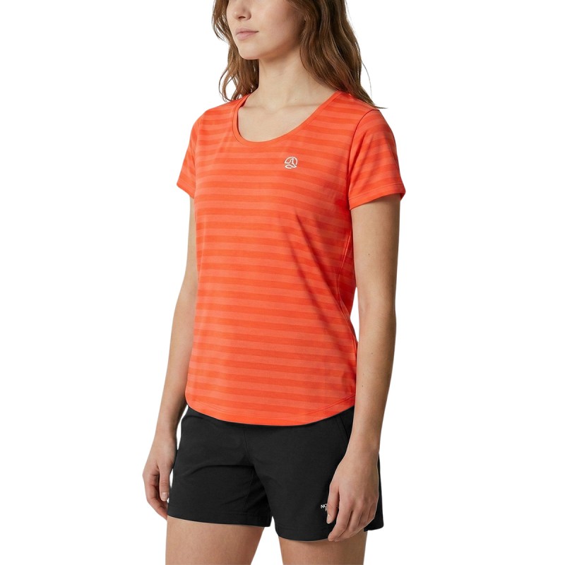 Ternua Camiseta Kenro Rayas Cereza Cherry Tomate Mujer