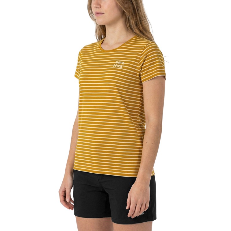 Ternua Camiseta Witless Rayas Mostaza Gold Mujer