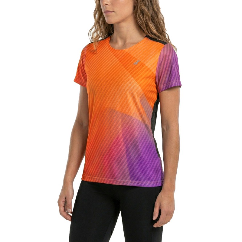 Joluvi Camiseta Trail Running Subli Mc Naranja Morado Negro Print Mujer