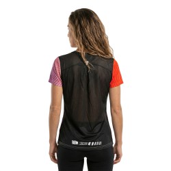Joluvi Camiseta Trail Running Subli Mc Naranja Morado Negro Print Mujer