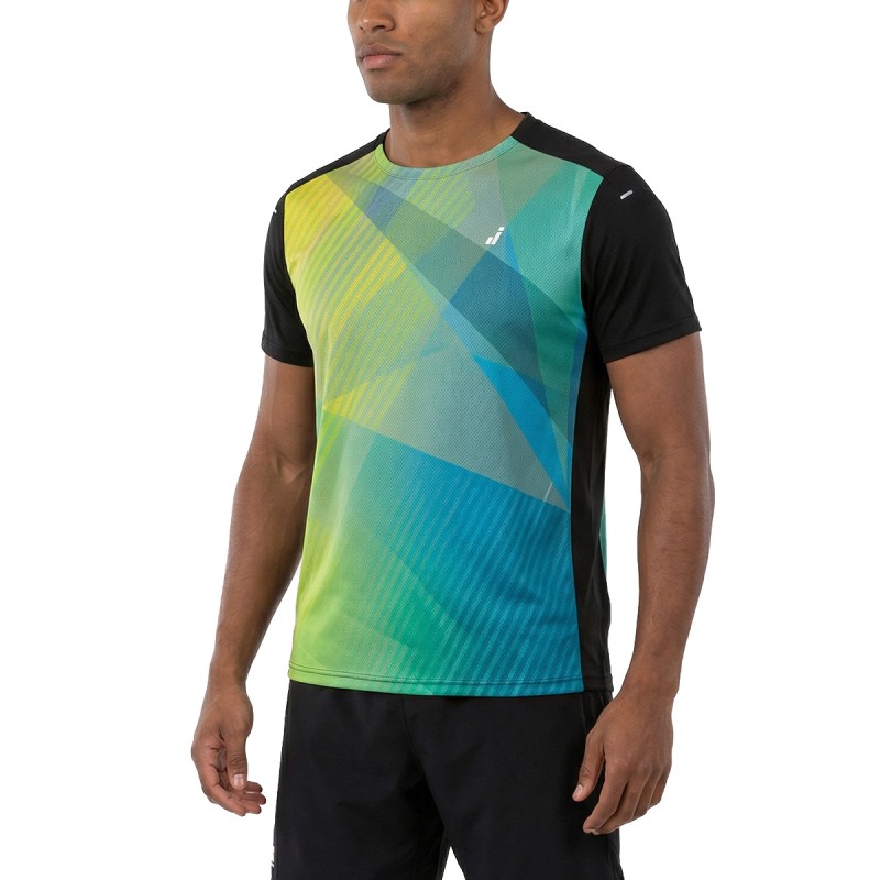 Joluvi Camiseta Running Subli Mc Verde Amarillo Negro Print Hombre