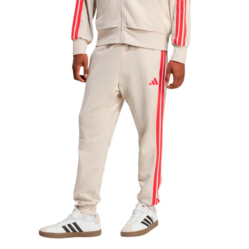 ADIDAS Pantalón Chándal Essentials 3-Stripes French Terry Beige Rojo Hombre