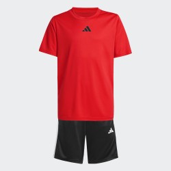 ADIDAS Chándal Train Essentials 3-Stripes Tee Set Rojo Negro Niño