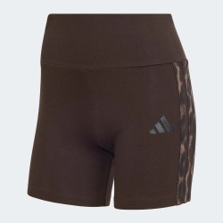 ADIDAS Mallas Cortas Seasonal Essentials Leopard Print Biker Shorts with 3-Stripes Marrón Mujer