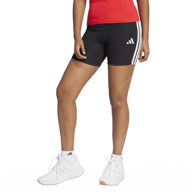 ADIDAS Mallas Cortas Essentials High Waisted Biker 3 Bandas Negro Black Mujer