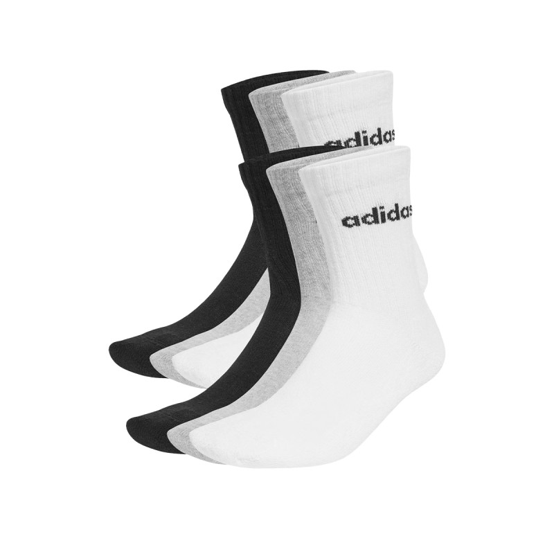 ADIDAS Calcetines Deportivos Clásicos Acolchados Linear Blanco Negro Gris (pack 6 pares)