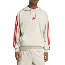 ADIDAS Sudadera Essentials 3-Stripes French Terry Beige Rojo Hombre