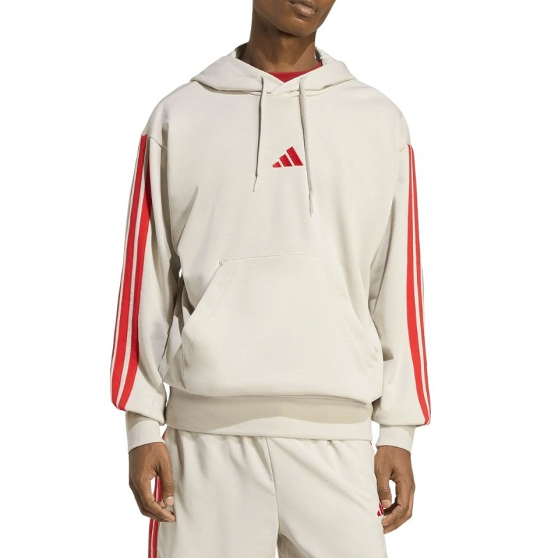 ADIDAS Sudadera Essentials 3-Stripes French Terry Beige Rojo Hombre