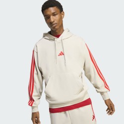 ADIDAS Sudadera Essentials 3-Stripes French Terry Beige Rojo Hombre