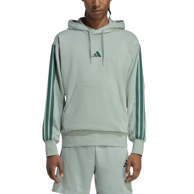 ADIDAS Sudadera Essentials 3-Stripes Azul Verdoso French Terry Hombre