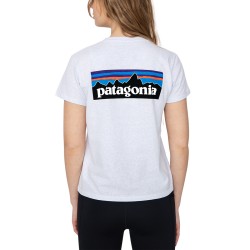 Patagonia Camiseta P-6 Logo Responsibili-Tee Blanco Azulado White Mujer