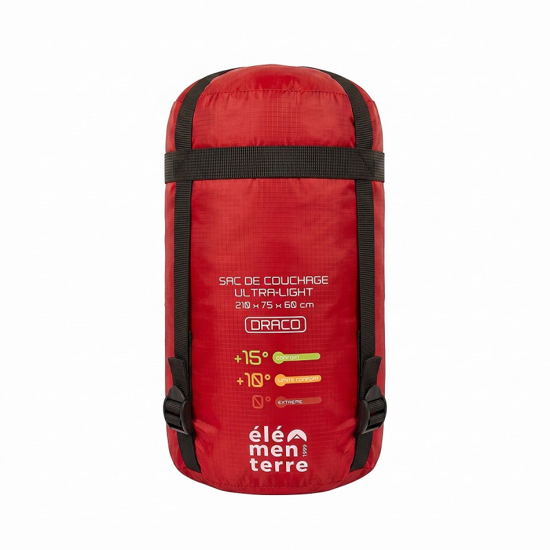 Elementerre Saco de dormir Draco Sac De Couchage Ultra-Light Capuche Rojo