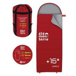 Elementerre Saco de dormir Draco Sac De Couchage Ultra-Light Capuche Rojo