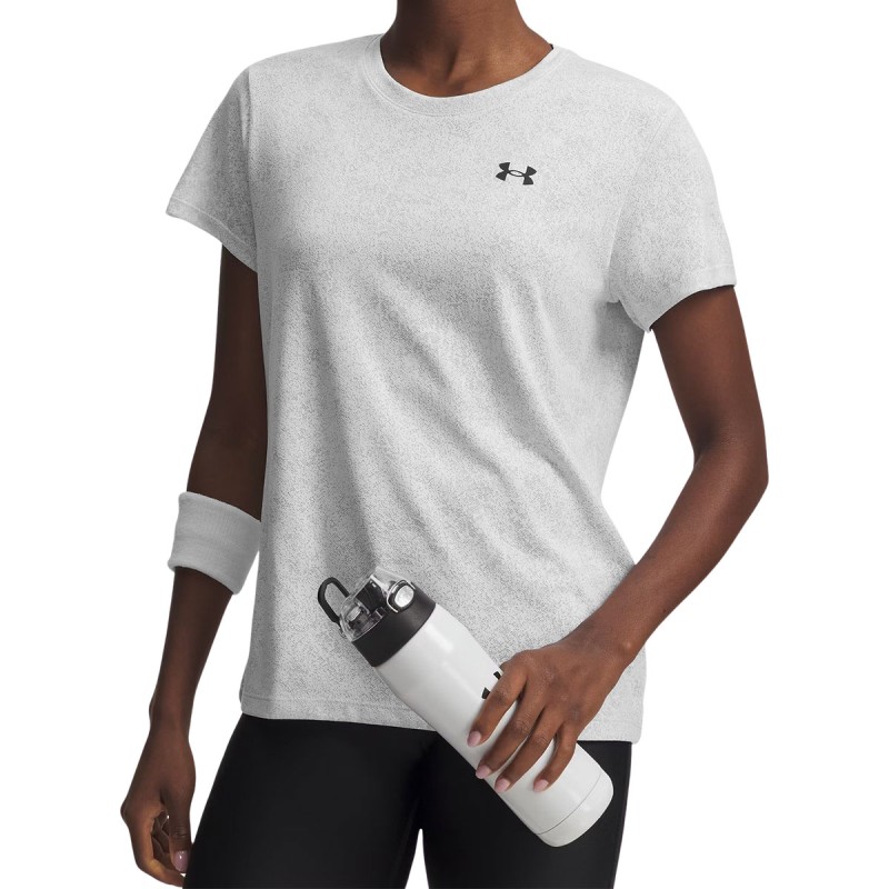 Under Armour Camiseta UA Tech Pixelate Gris Blanco White Mujer