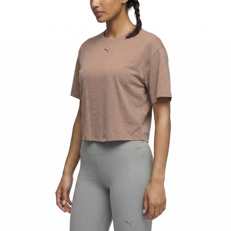 Puma Camiseta W Cloudspun Relaxed Marrón SandStone Heather Mujer