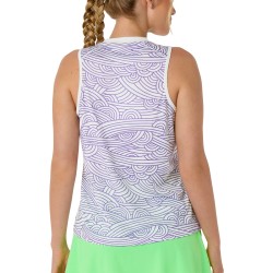 Asics Camiseta Tirantes Padel Court All Over Print Crema Morado Cream Amethyst Mujer