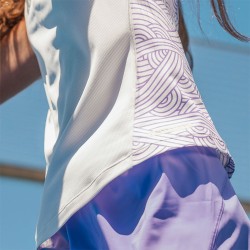 Asics Camiseta Tirantes Padel Court All Over Print Crema Morado Cream Amethyst Mujer